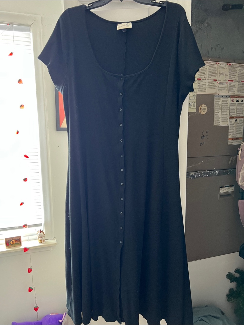 Universal Thread Black Button-Front Midi Dress